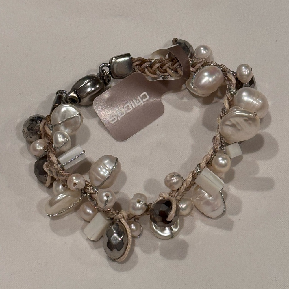 Elegant Pearl and Silver Bracelet NWT
